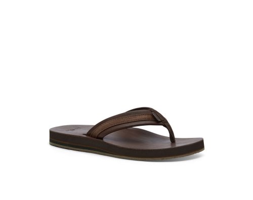Tong Sanuk Hullsome Cuir ST Hemp Homme - Marron Foncé GYUPJE761